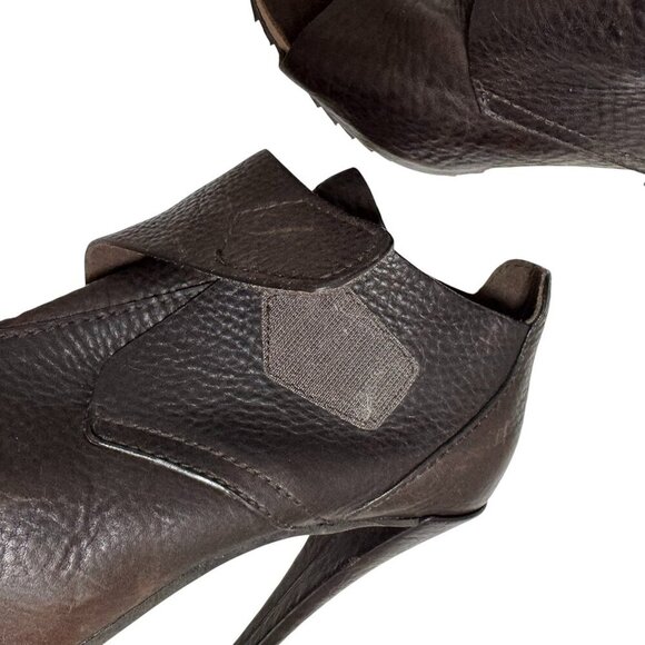 $540 Women PEDRO GARCIA Chenoa Dk Brown Peep Toe Leather Stiletto Booties 39 - Picture 11 of 12